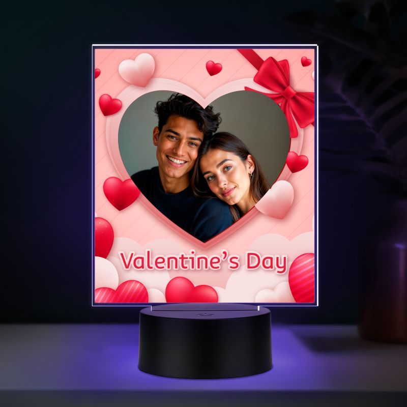 Personalized Valentine LED Lamp with Custom Name | 7 Color Changing Romantic Night Light Valentine Gift for Couples Couple Night Light Frame Lamp (Photo Lamp)